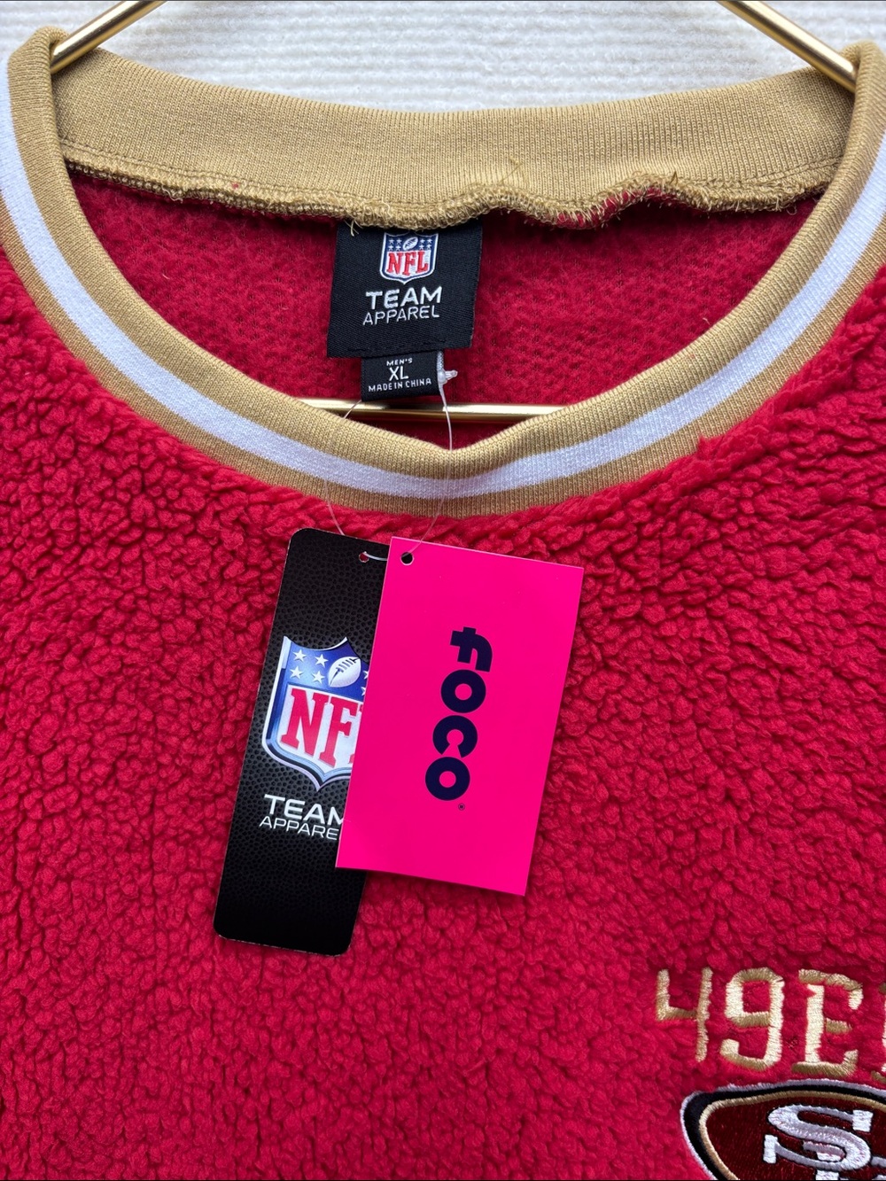 New foco San Francisco 49ers Red Sherpa Pullover Sweatshirt - NFL XL - Picture 2 of 8